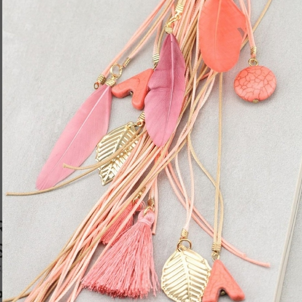 《Love Of Mercy》Pink•Goldtone•Feather Strand Lariat - Picture 2 of 4